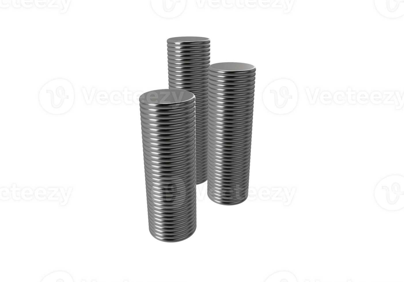 3d silver coins stack png