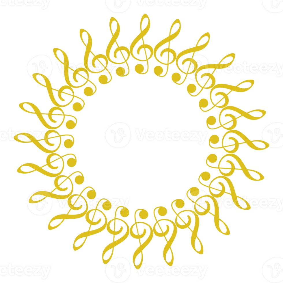 Circle Shape Created by Musical Notation Icon Symbol, can use for Logo, Pictogram, Emblem, Decoration, Ornate, Cover, Framework or Graphic Design Element. png