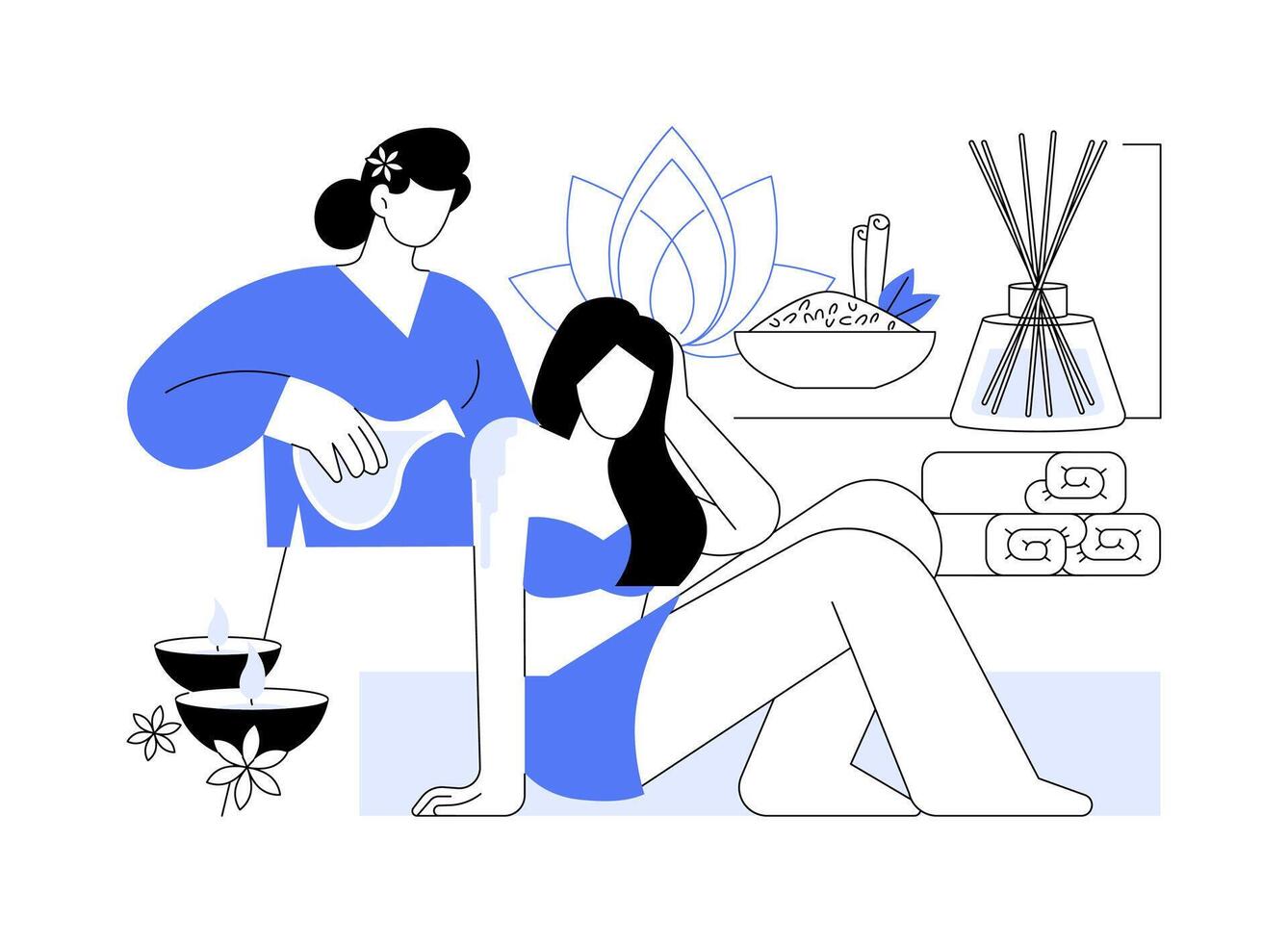 Ayurveda retreat isolated cartoon illustrations. vector