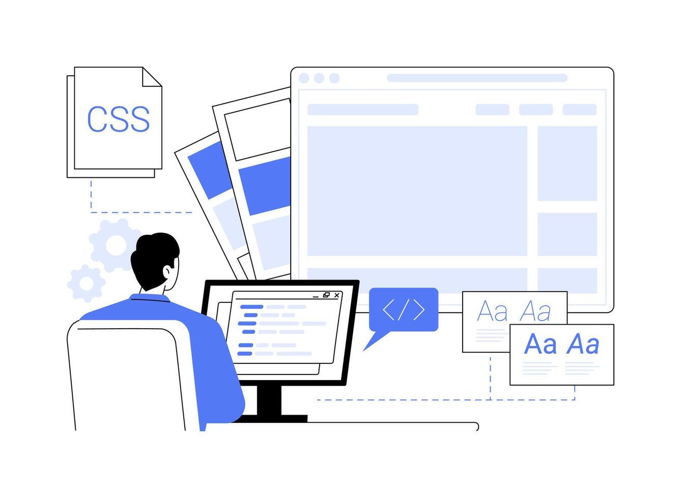 CSS code isolated cartoon illustrations. vector