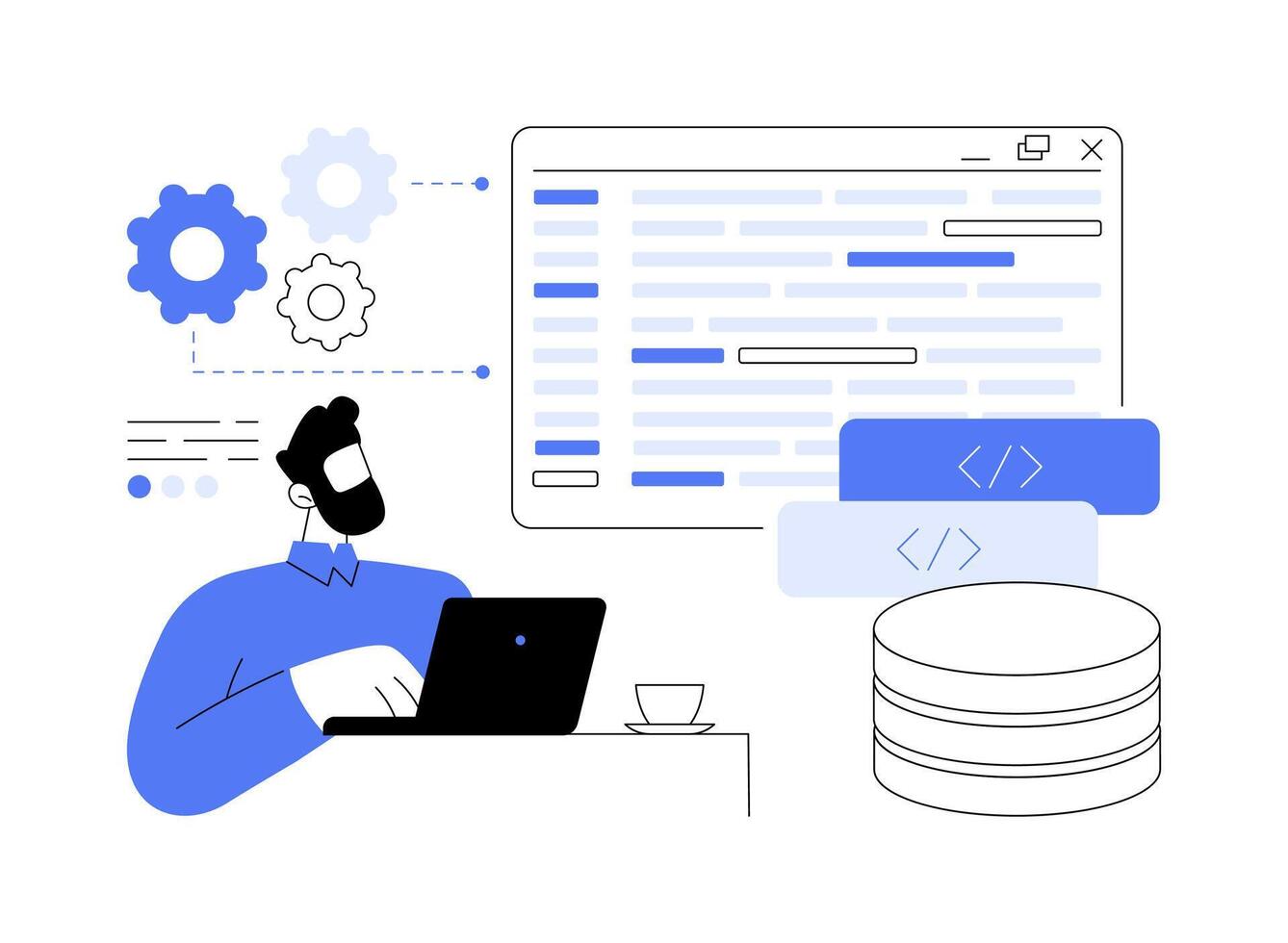 Database programming isolated cartoon illustrations. vector
