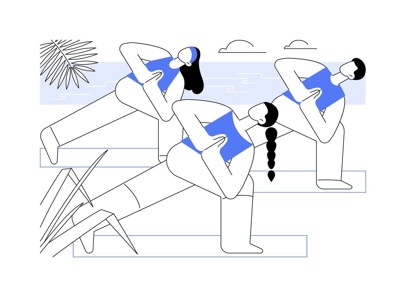 Yoga tour isolated cartoon illustrations. vector