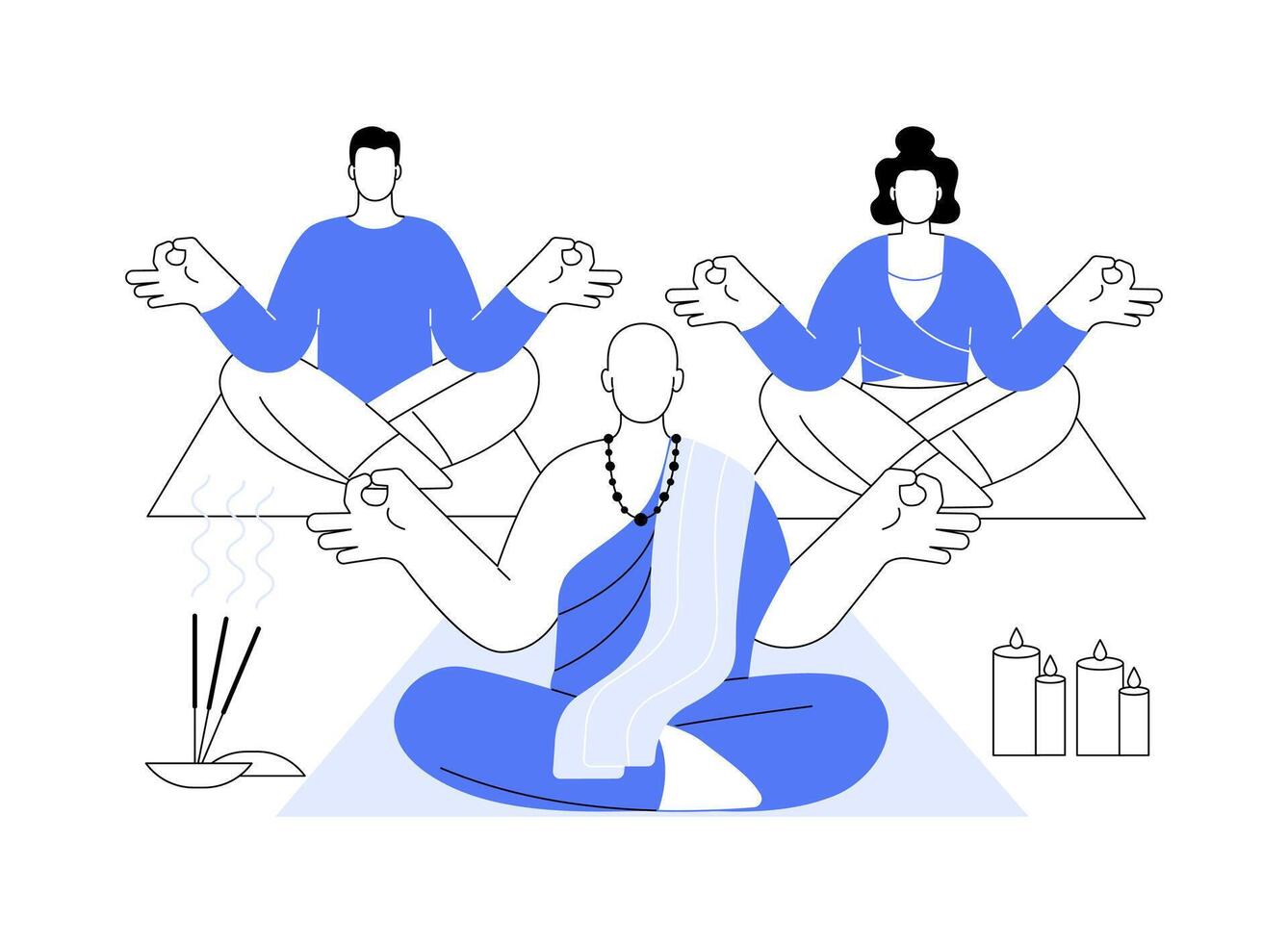 Vipassana meditation isolated cartoon illustrations. vector