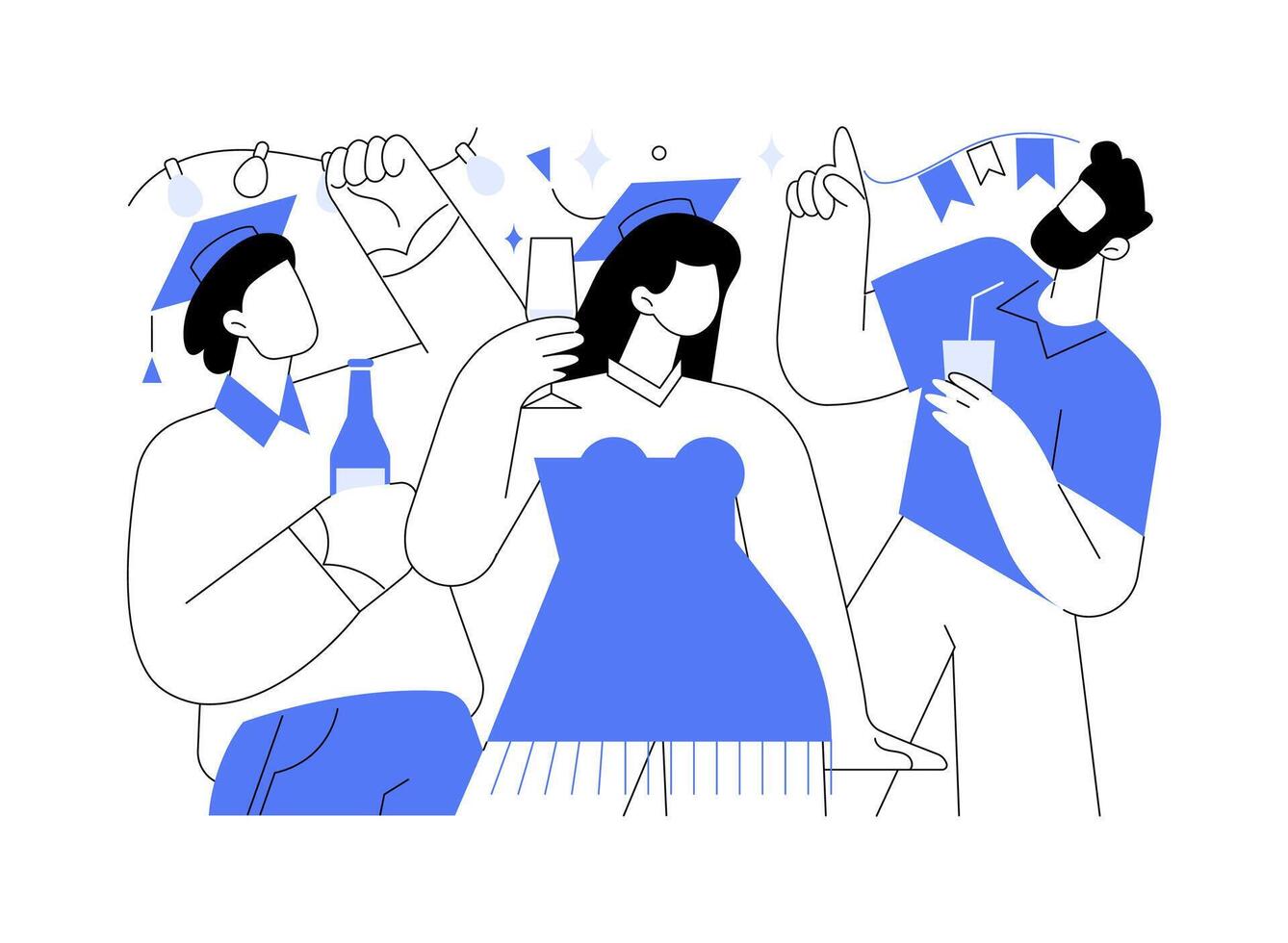 Graduation afterparty isolated cartoon illustrations. vector