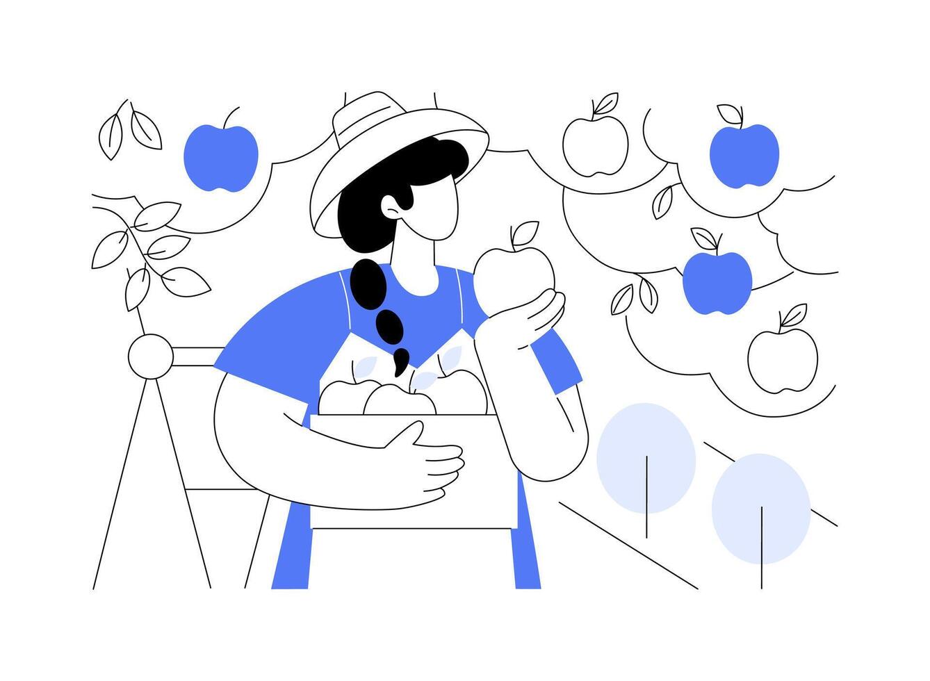Apples growing isolated cartoon illustrations. vector