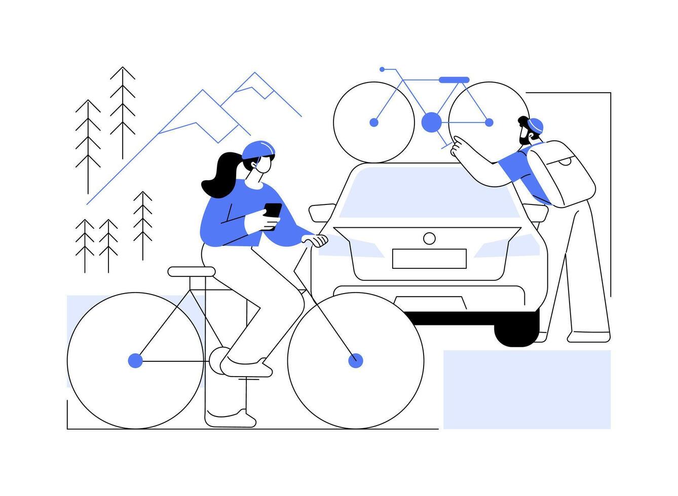 Going on a bike ride isolated cartoon illustrations. vector