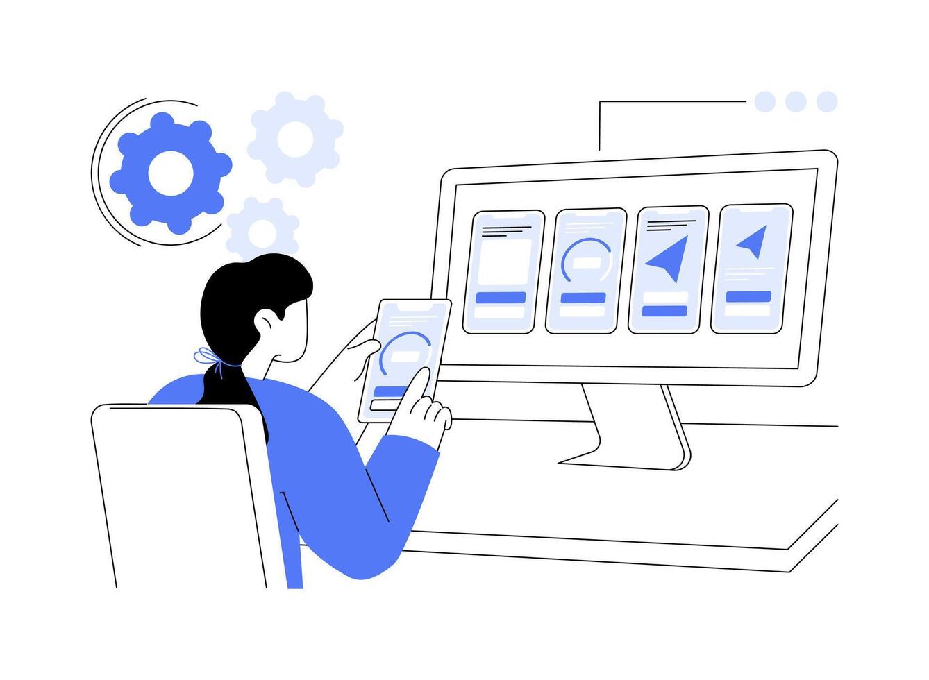 Interactive prototypes isolated cartoon illustrations. vector