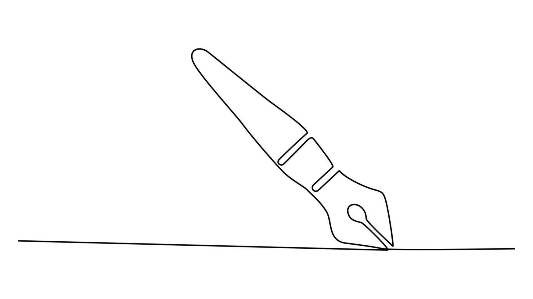 Continuous One line drawing of a fountain pen poised to write vector