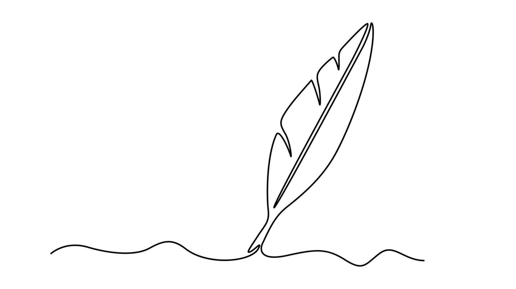A Simple Continuous Line Art of a Feather Quill Pen vector