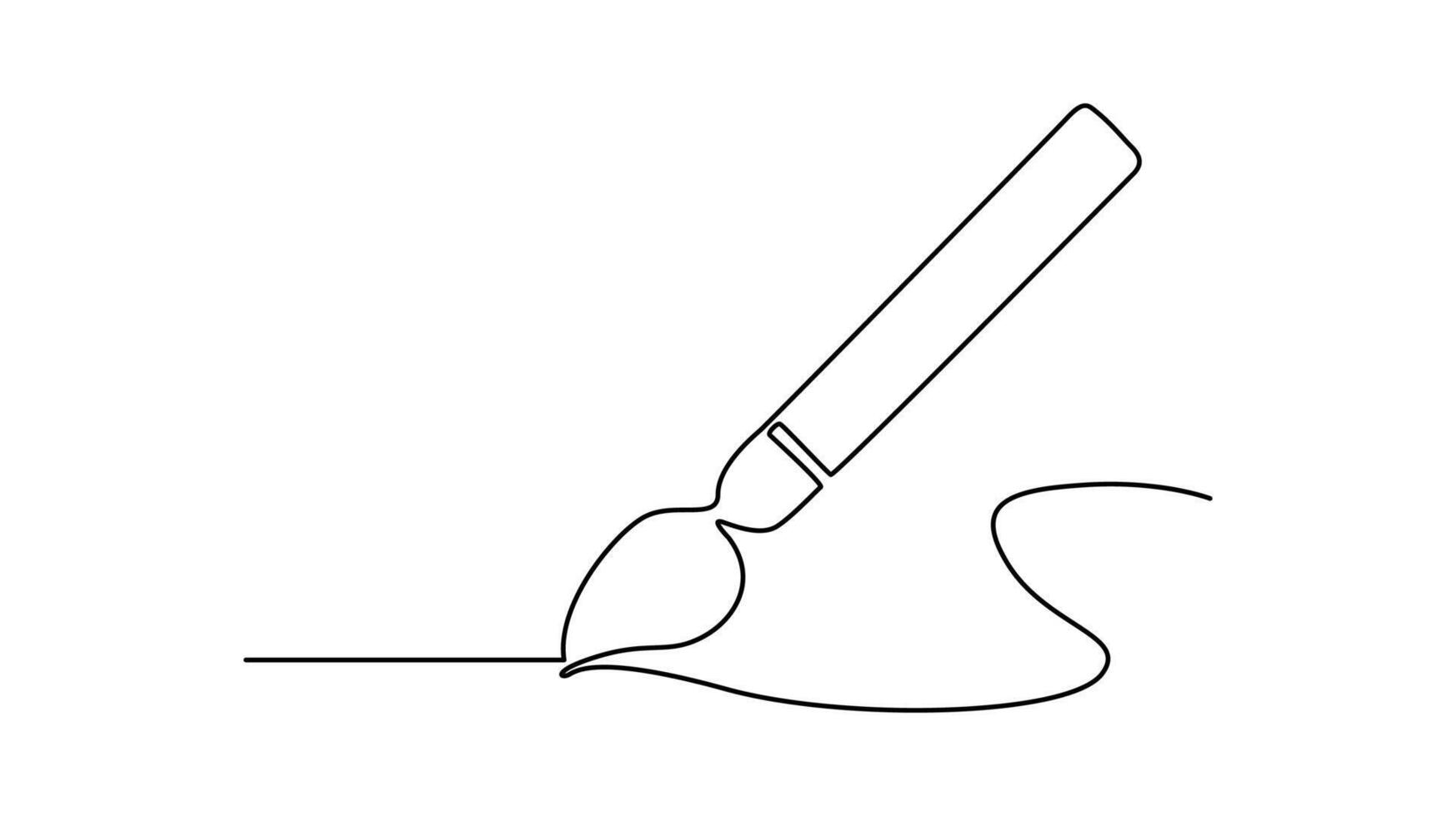 Continuous One line drawing of a paintbrush. vector