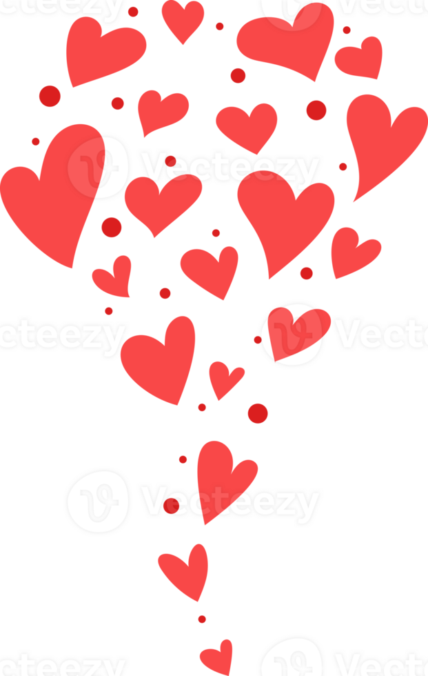 Flying hearts stream. Love likes emotions for social media. Positive reaction and feedback. png