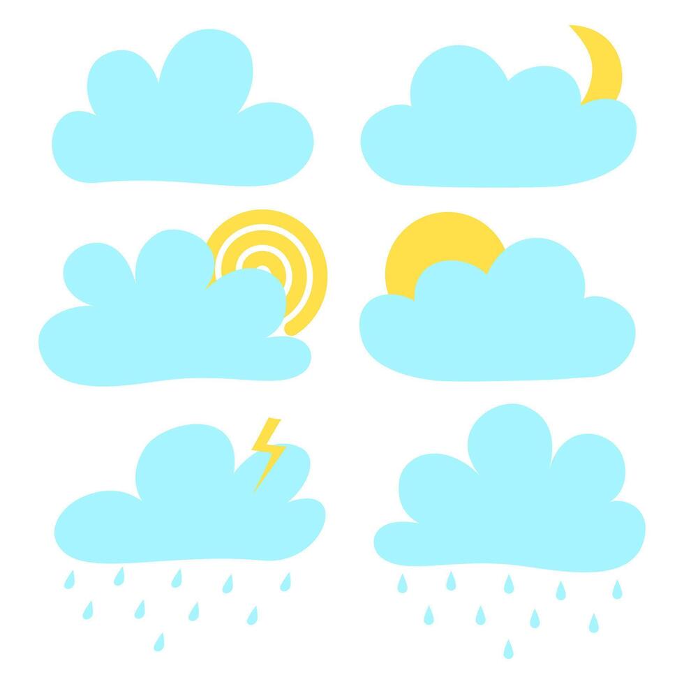 Clouds collection on white background. Cloud illustration, weather icon. vector
