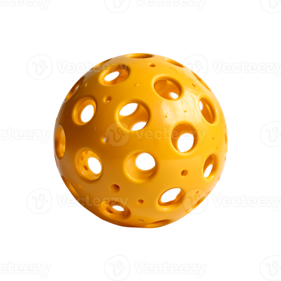 Bright Yellow Perforated Pickleball on Transparent Background png