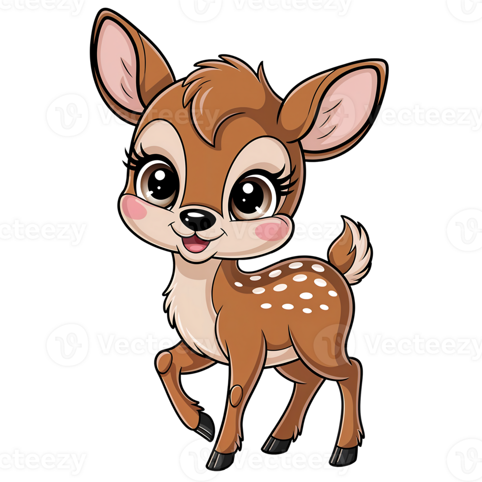 Pastel Cartoon Deer on Transparent Background png
