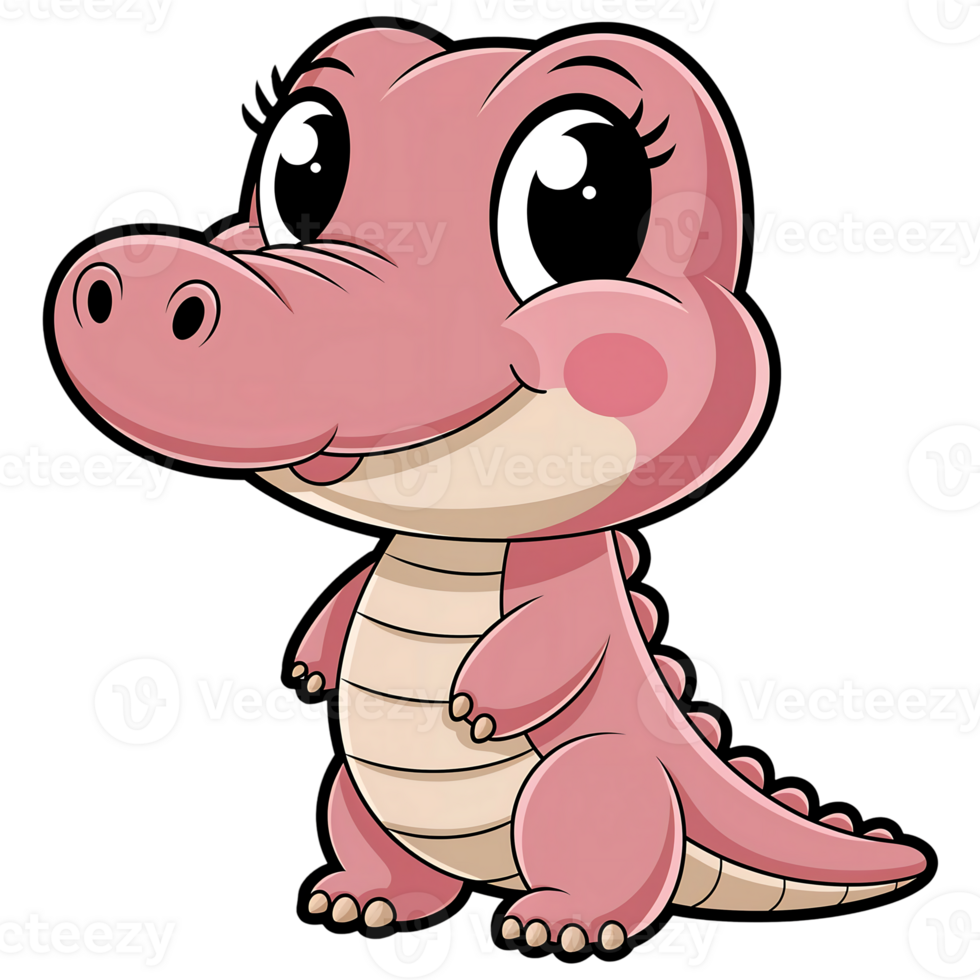 Crocodile with Sparkly Eyes and Soft Pastel Colors png