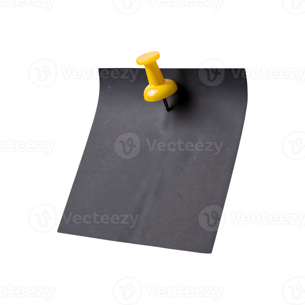 Sticky Note with Yellow Pushpin on Transparent Background png