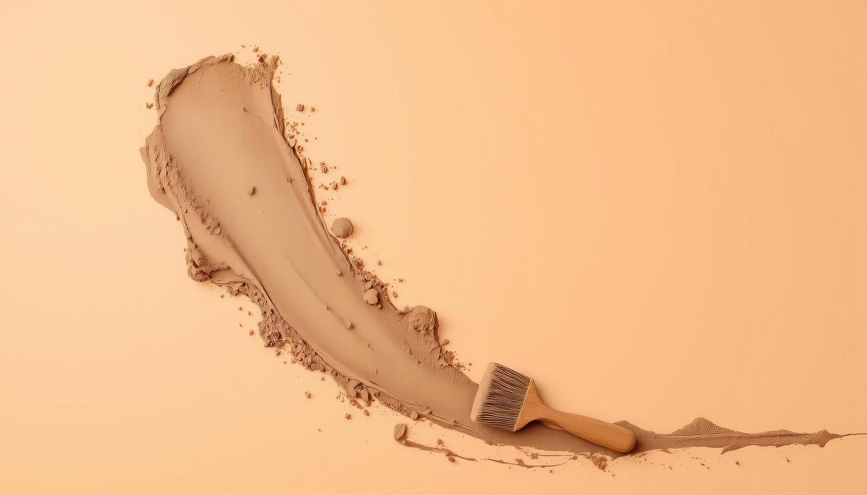 Natural earth plaster spread with brush on wall surface creating harmonious texture photo