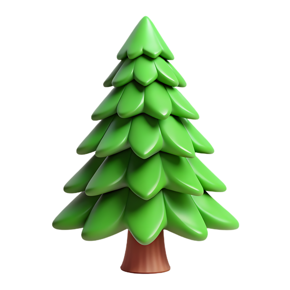 Stylized 3D Fir Tree Isolated on Transparant Background, Festive Holiday Element png