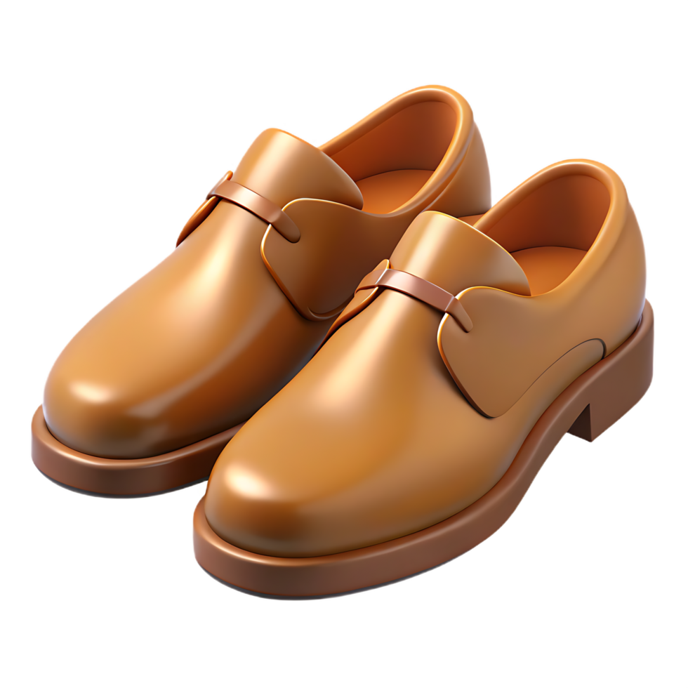 3D render Elegant Brown Leather Shoes with Buckle Detail on Transparant Background png