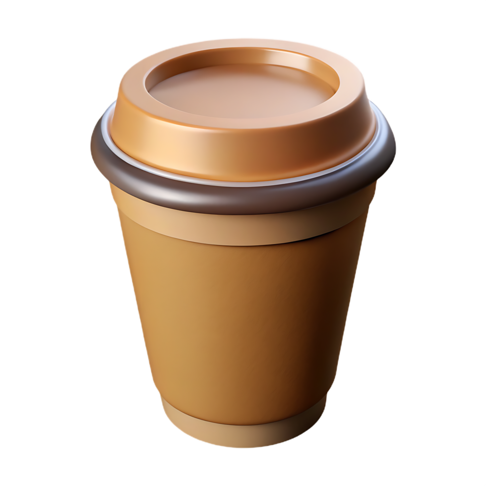 Aesthetic Close-Up of a 3D Rendered Coffee Cup on a Transparant Background png