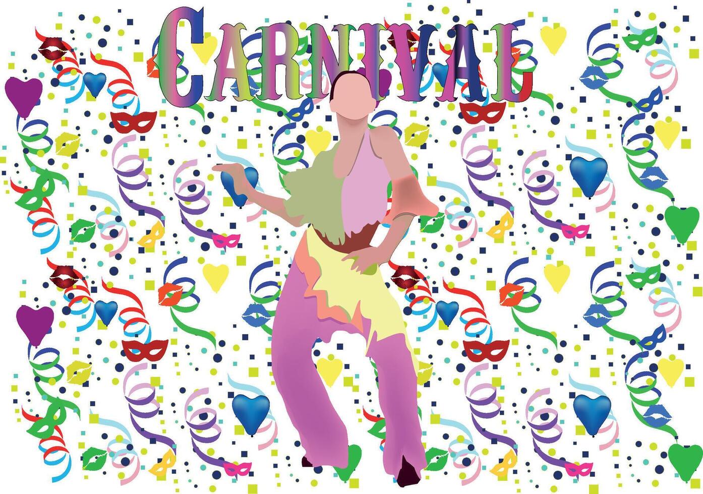 A woman in a colorful dress is standing in front of a colorful background vector