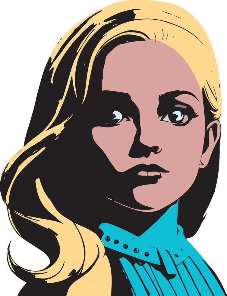 A pop art style illustration of a blonde woman vector