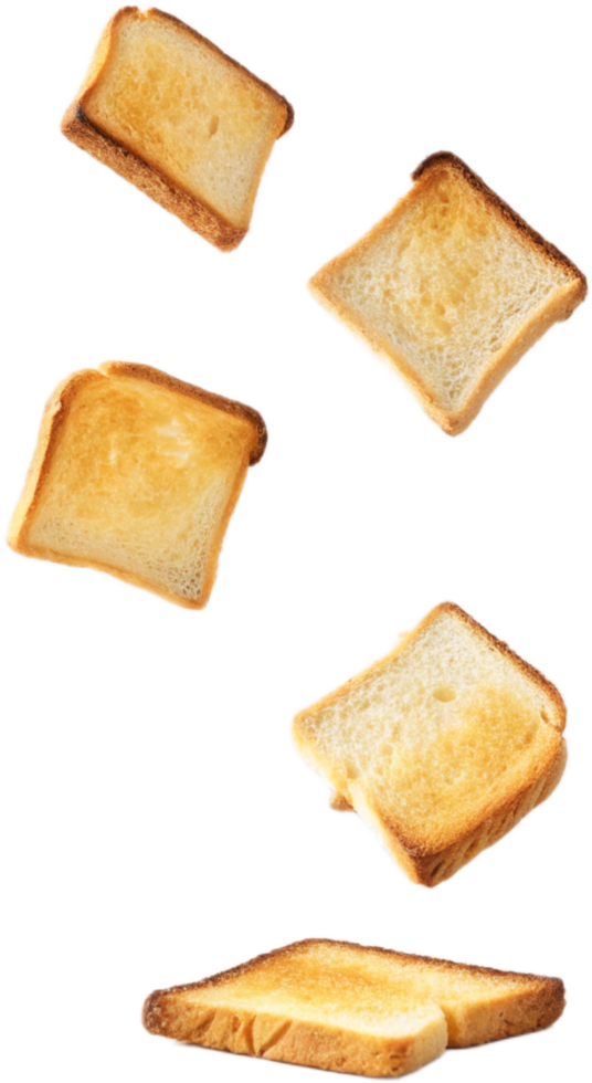 A Delicious Collection of Golden Toast Slices Ready for Breakfast or Snack Time png