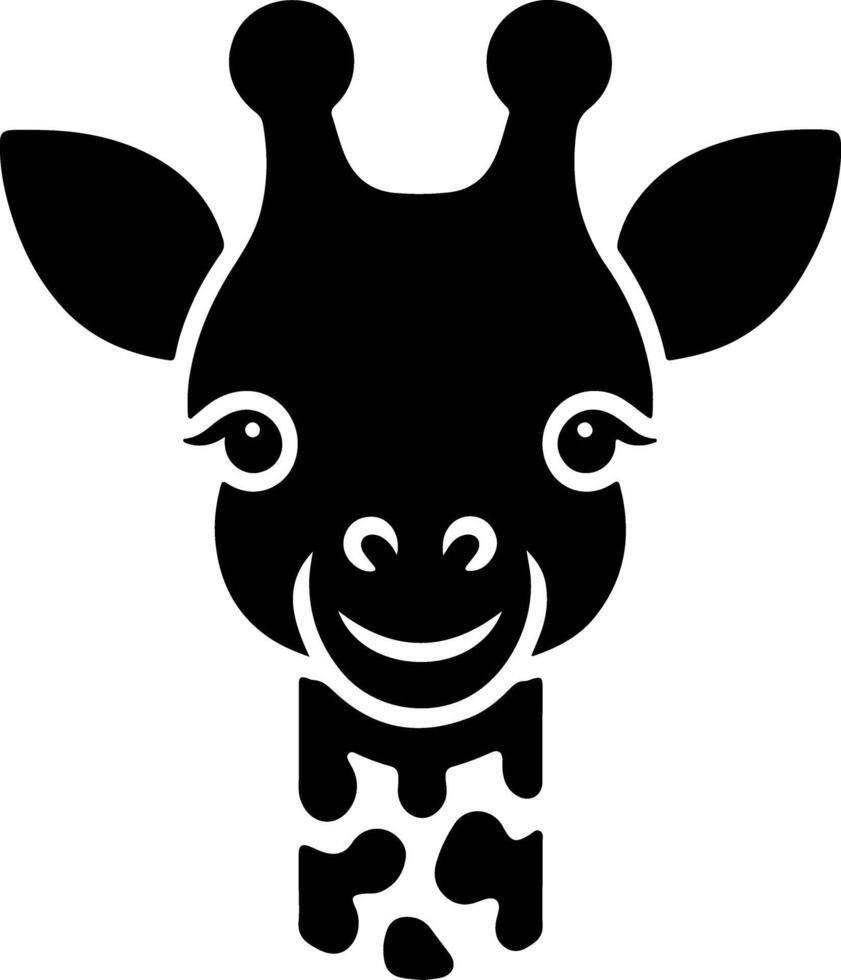 Giraffe Face Silhouette with Gentle Friendly Look vector