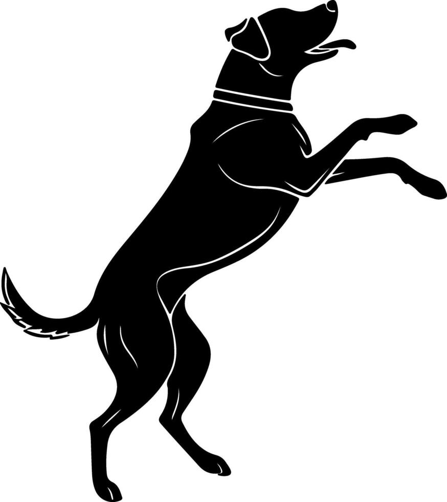 Playful Dog Silhouette Standing on Hind Legs vector
