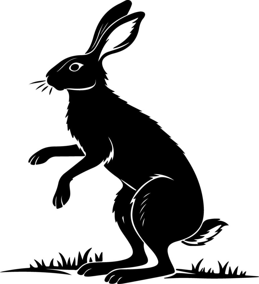 Silhouette of a Rabbit Standing on Hind Legs vector