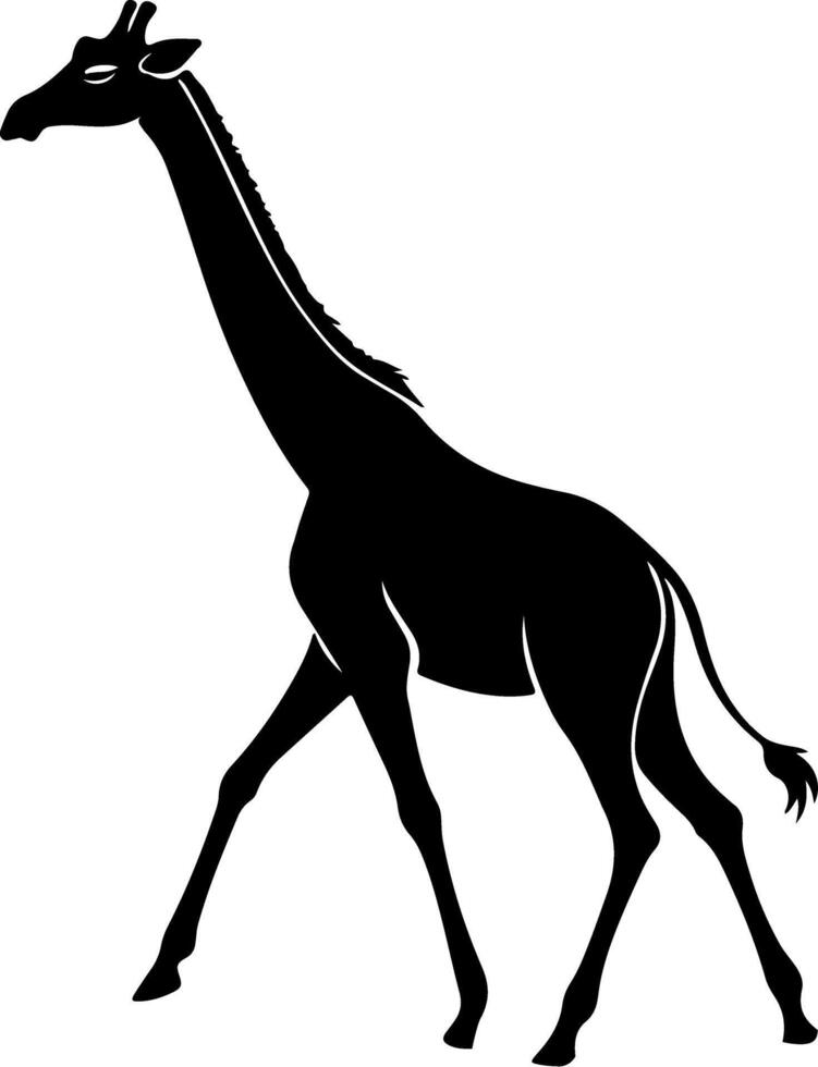 Side View of a Giraffe with Graceful Long Neck Silhouette vector