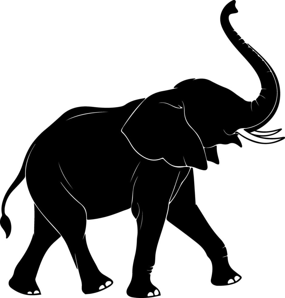 Elephant Walking Silhouette with Raised Leg Motion vector