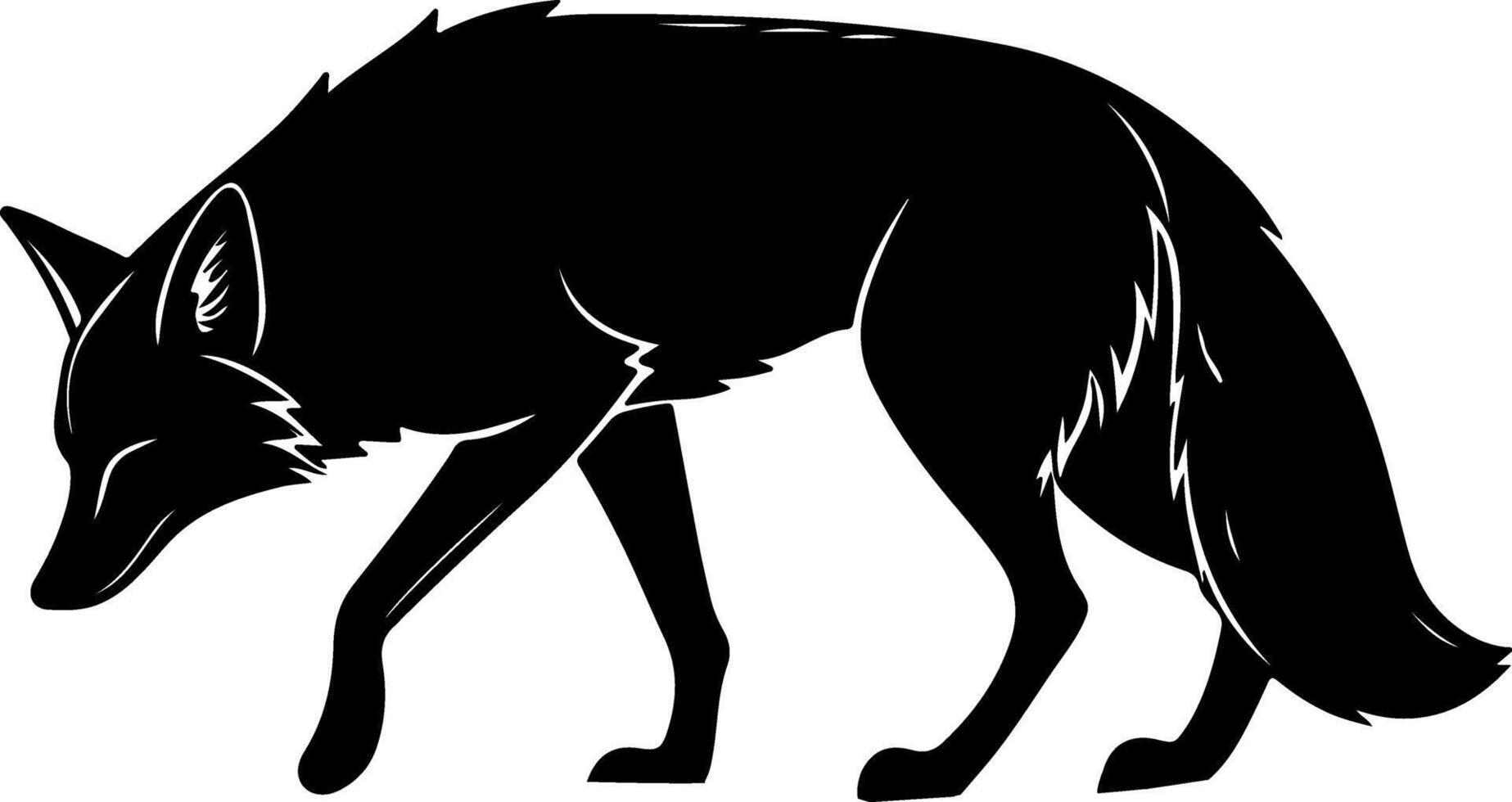 Slow Walking Fox Captured in Smooth Black Silhouette vector