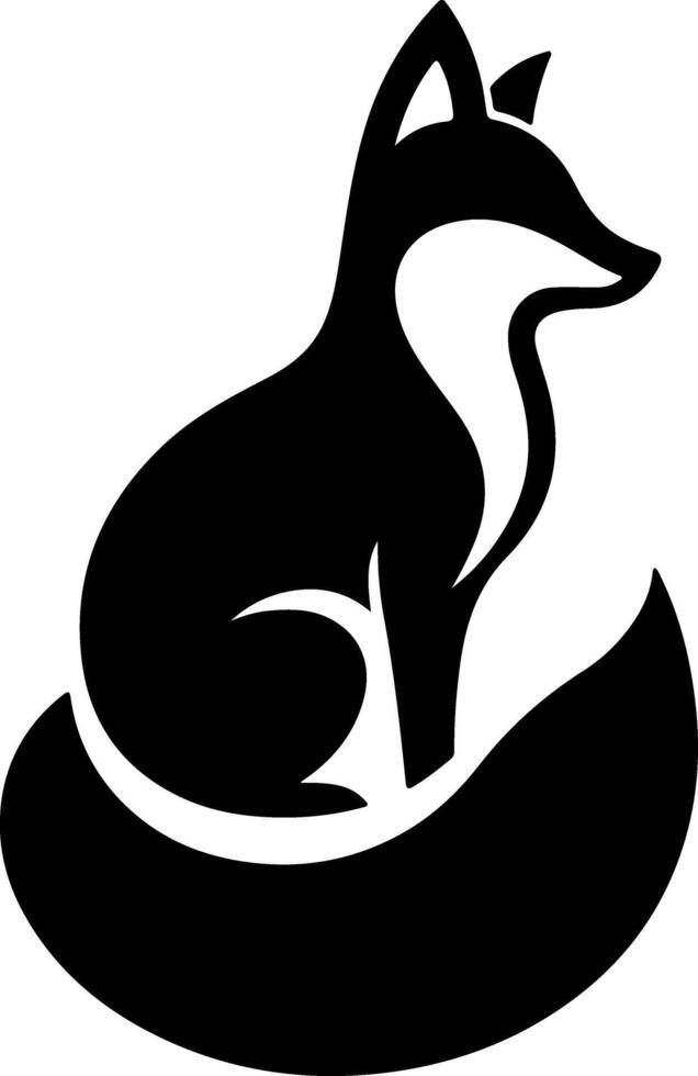 Sitting Fox in Calm and Sleek Black Silhouette Pose vector
