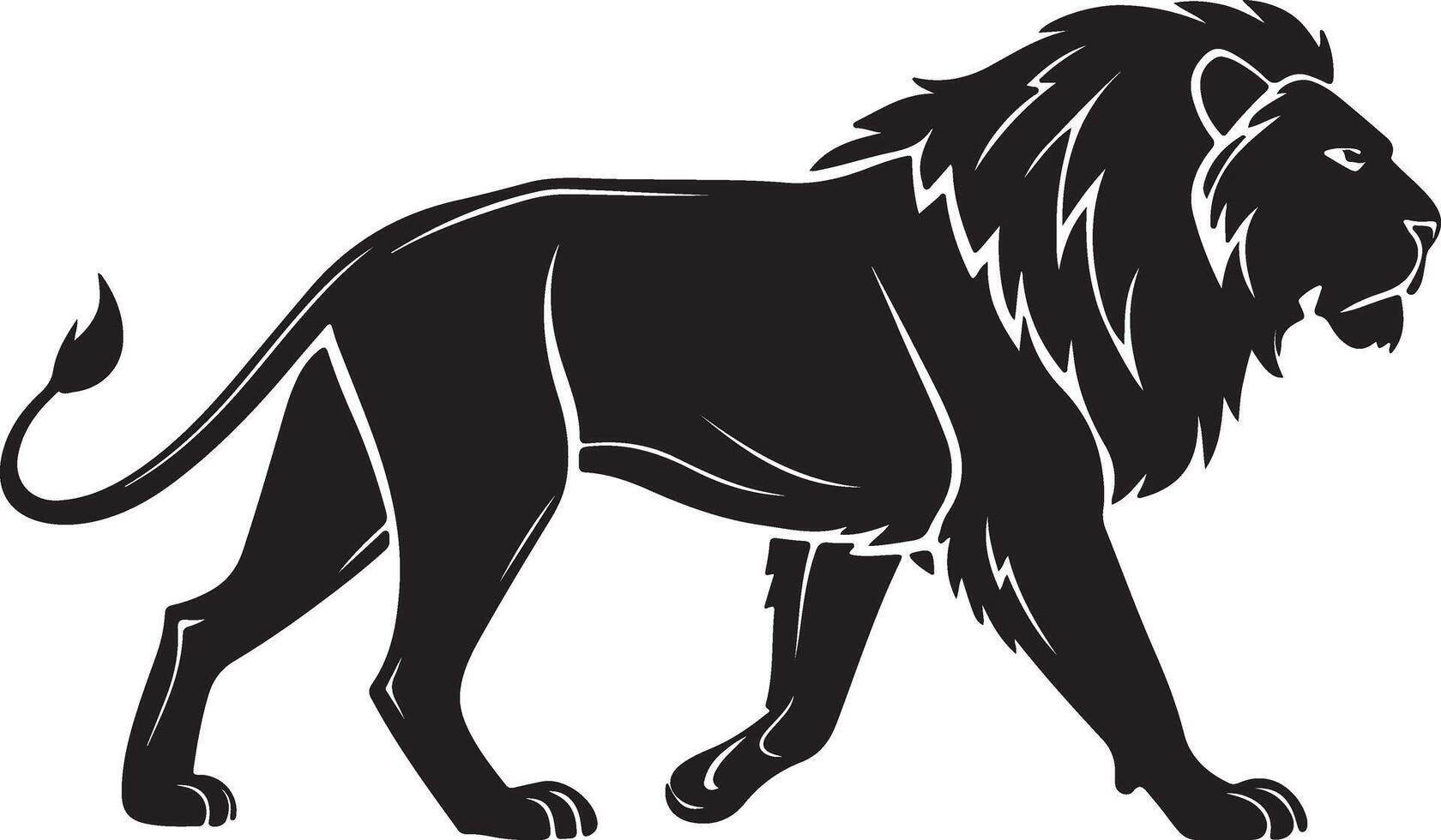 Lion Walking Gracefully in Side Silhouette vector