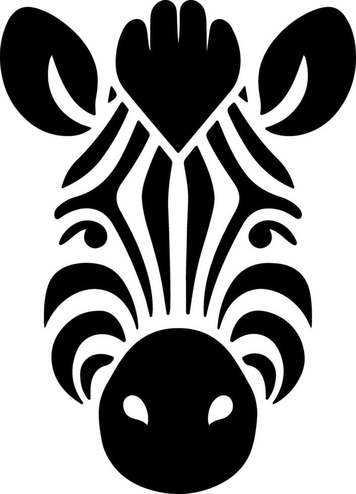 Zebra Face Silhouette with Gentle Calm Expression vector
