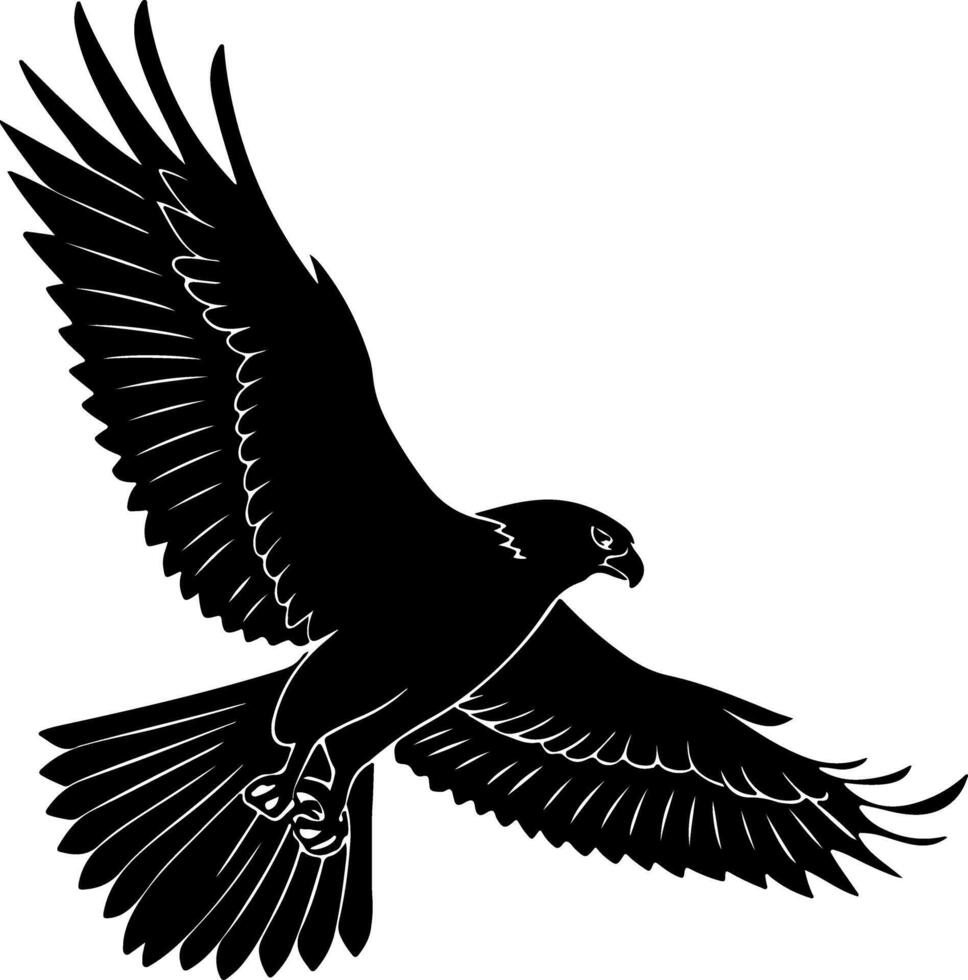 Hawk flying with prey clutched in sharp claws vector