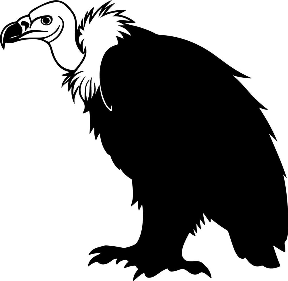 Alert vulture silhouette with drooping neck posture vector