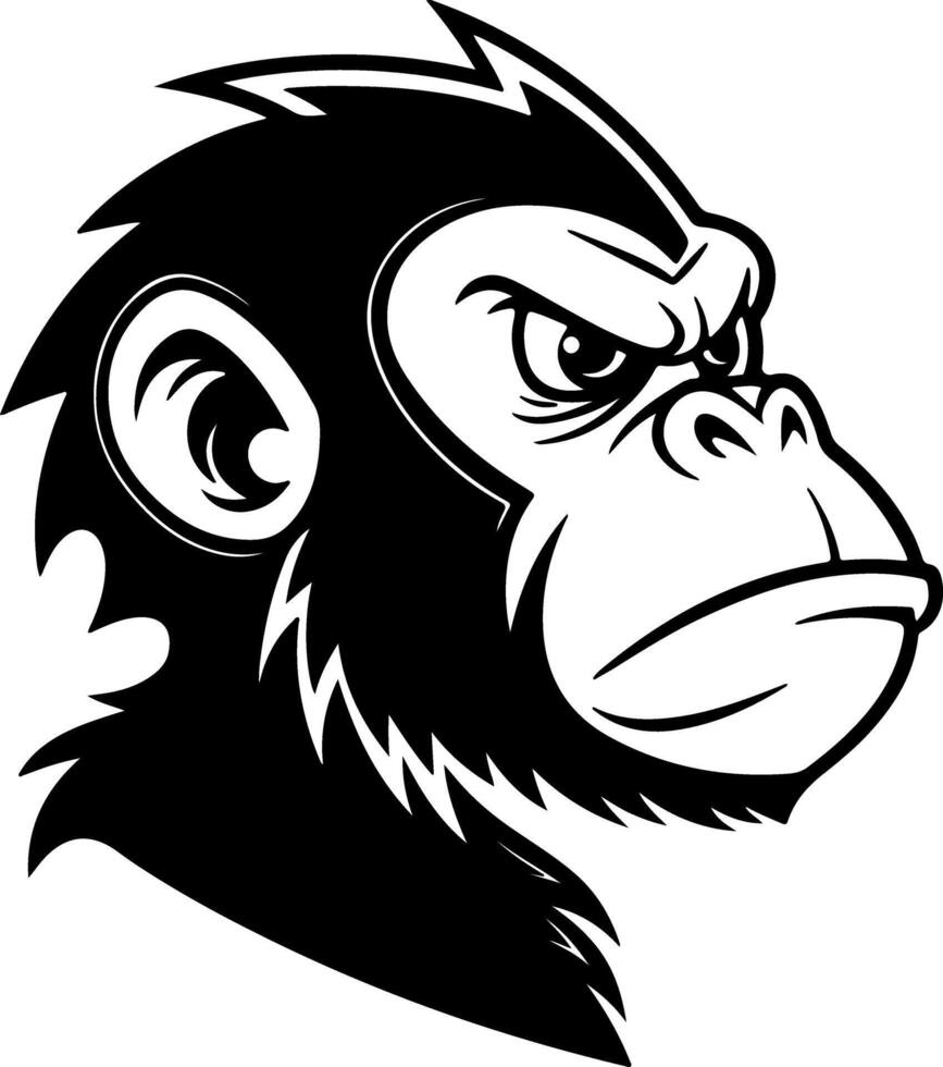 Raging Monkey Face Silhouette with Sharp Features vector