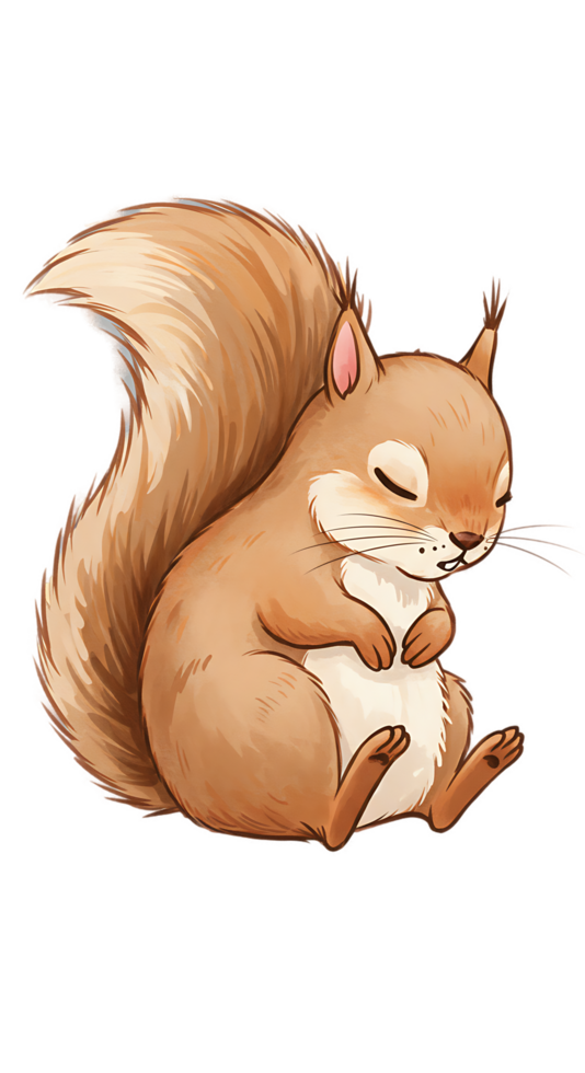 A cartoon squirrel sitting on its back png