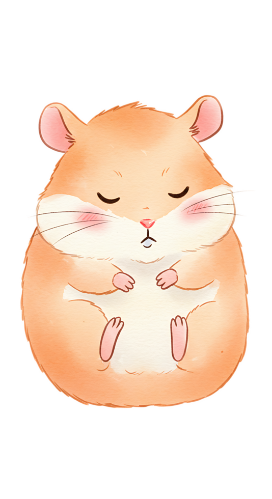 A cartoon hamster sitting on its back with its eyes closed png