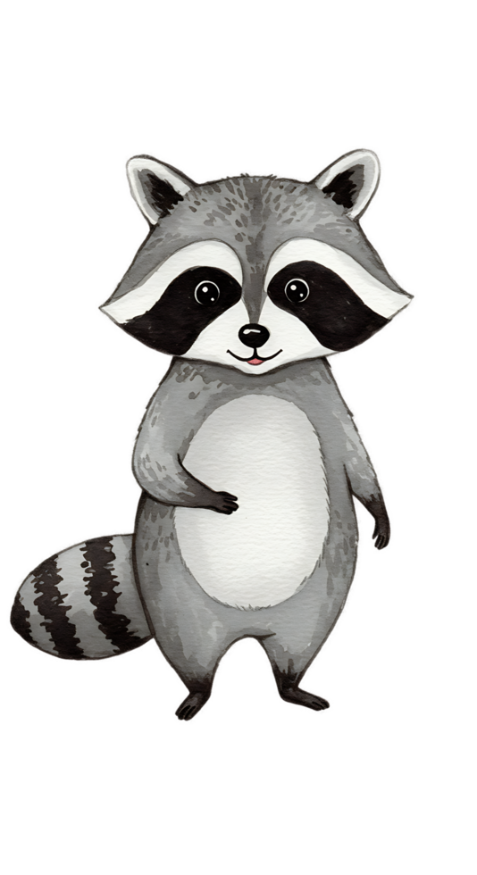 A cartoon raccoon standing up and looking around png