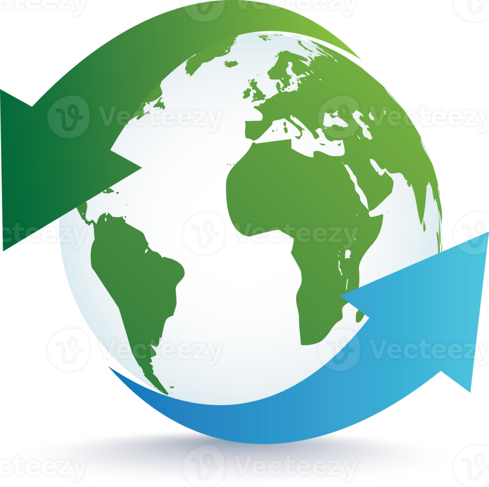 Green Globe With Arrow .Recycling Earth png