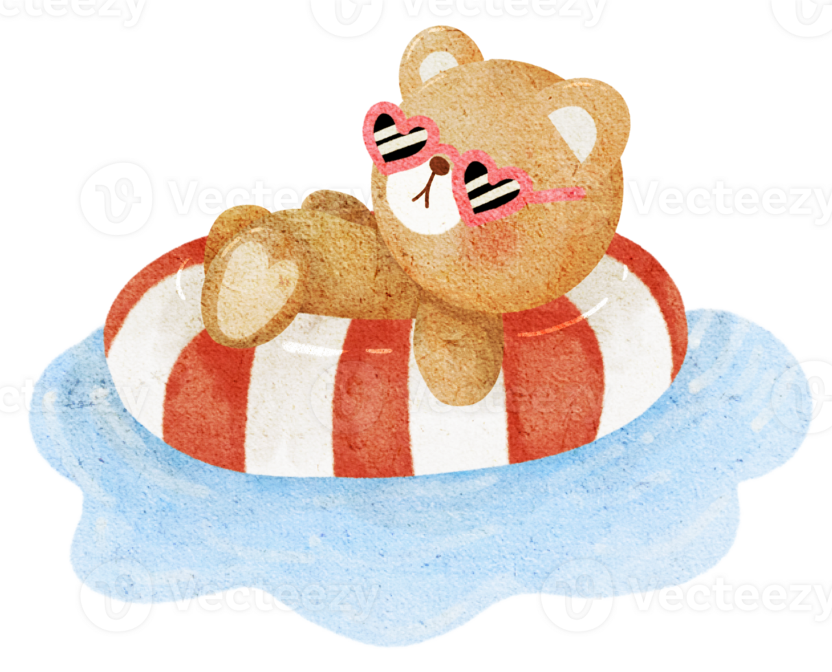 a teddy bear wearing sunglasses on a float png
