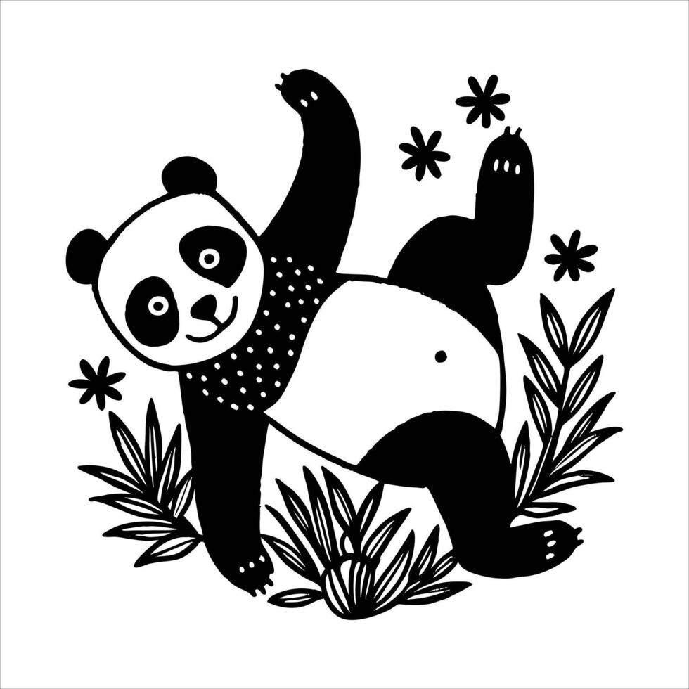 Panda Sitting Meadow vector