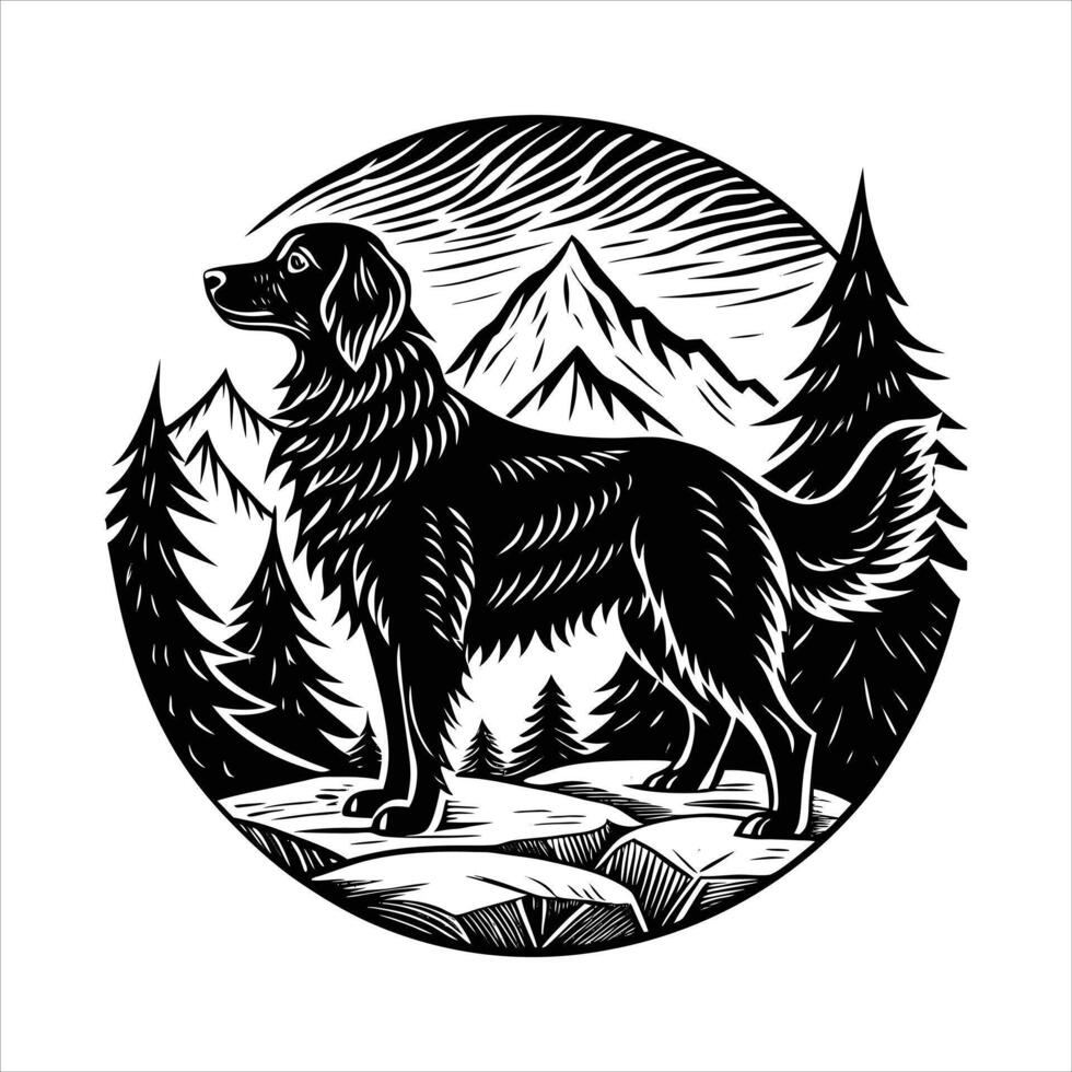 Dog Standing On Rock vector