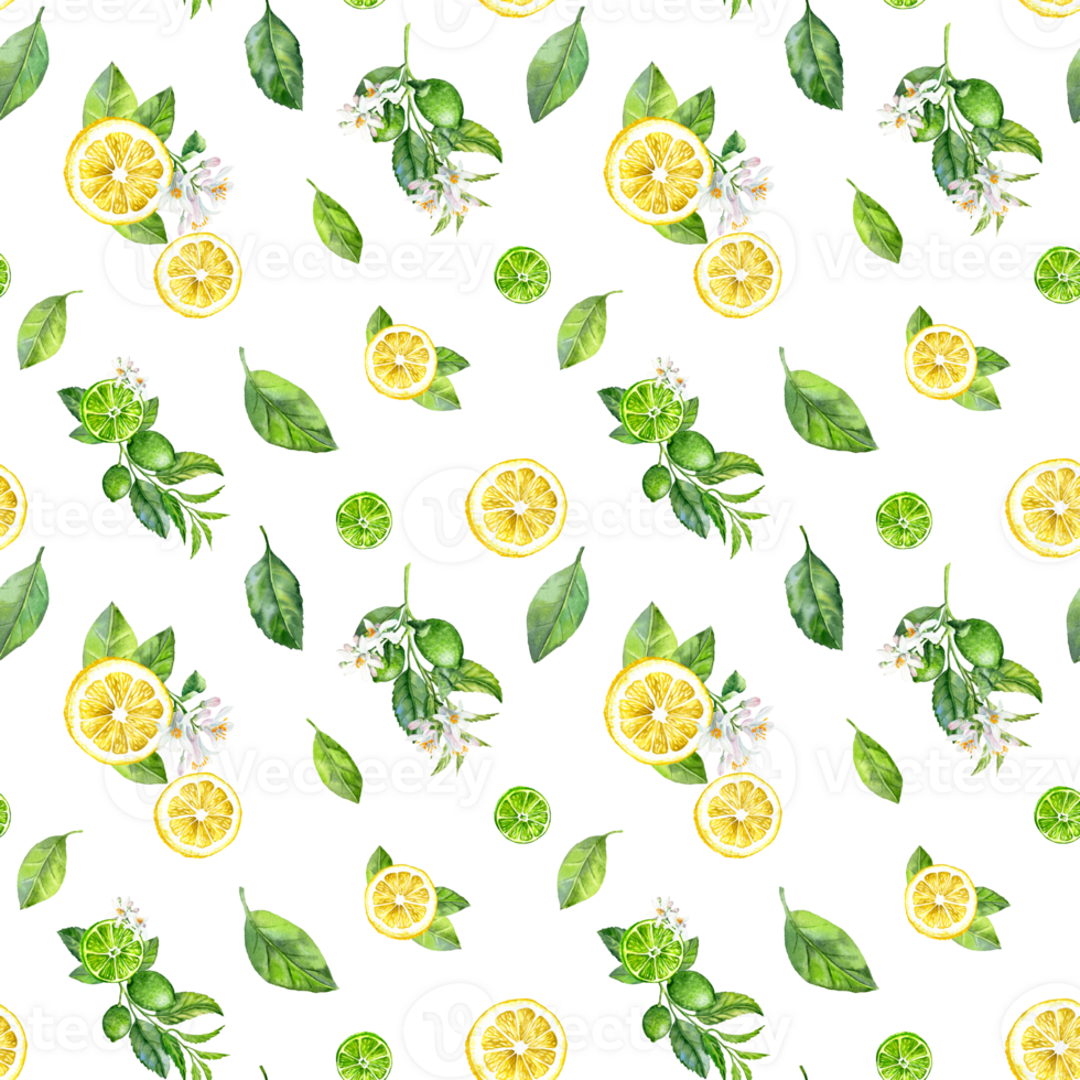 jointless tiles with hand-drawn lemon and lime slices png