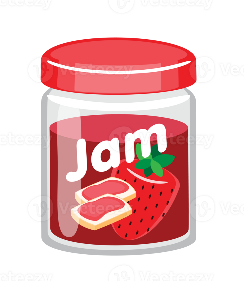 Strawberry Jam Jar with Toast png