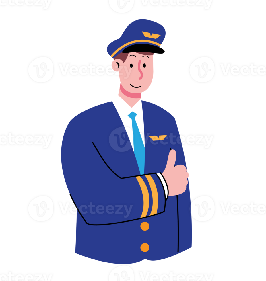 Illustration of Pilot Giving Thumbs Up png