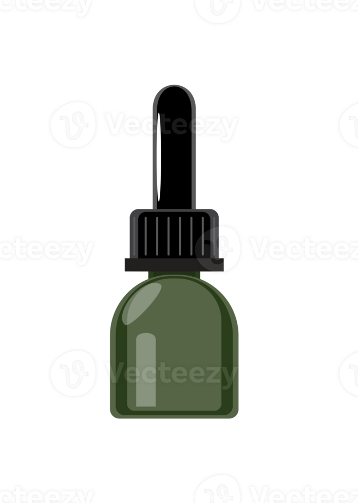 Illustration of Green Dropper Bottle on Black png